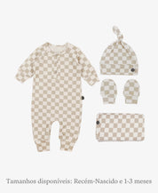 Kit Presente Saída de Maternidade Bebê 4 peças | Racer Beige