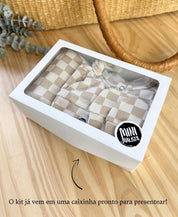 Kit Presente Saída de Maternidade Bebê 4 peças | Racer Beige