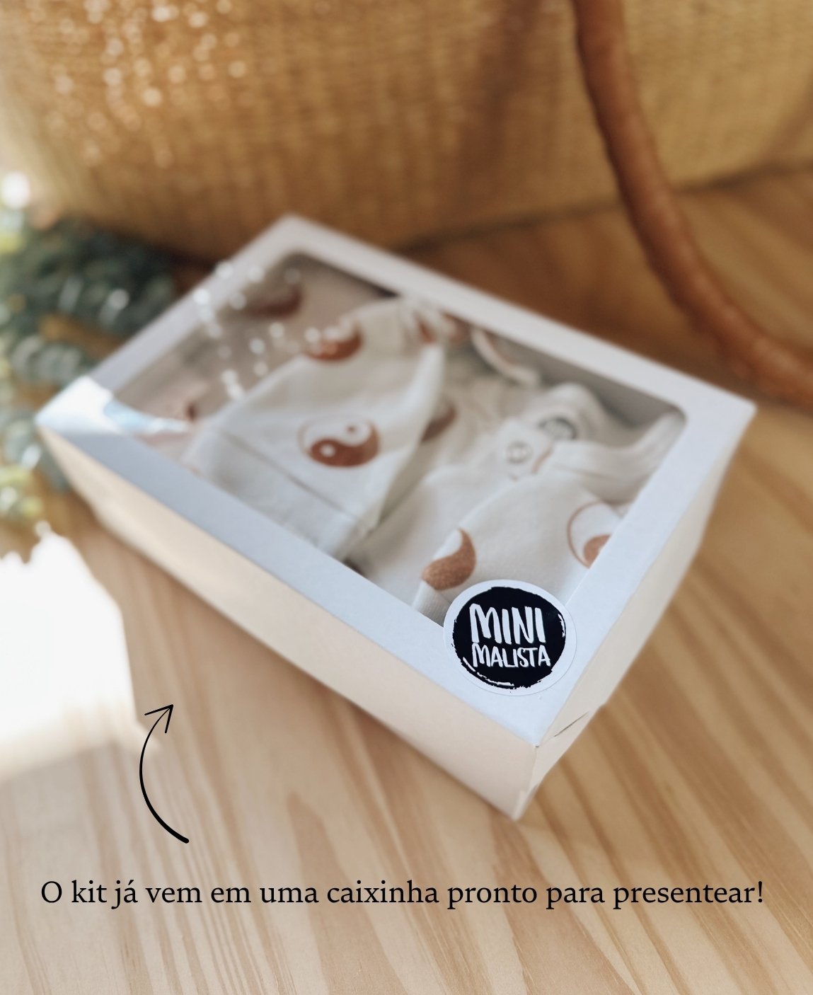 Kit Presente Saída de Maternidade Bebê 4 peças | Yin Yang