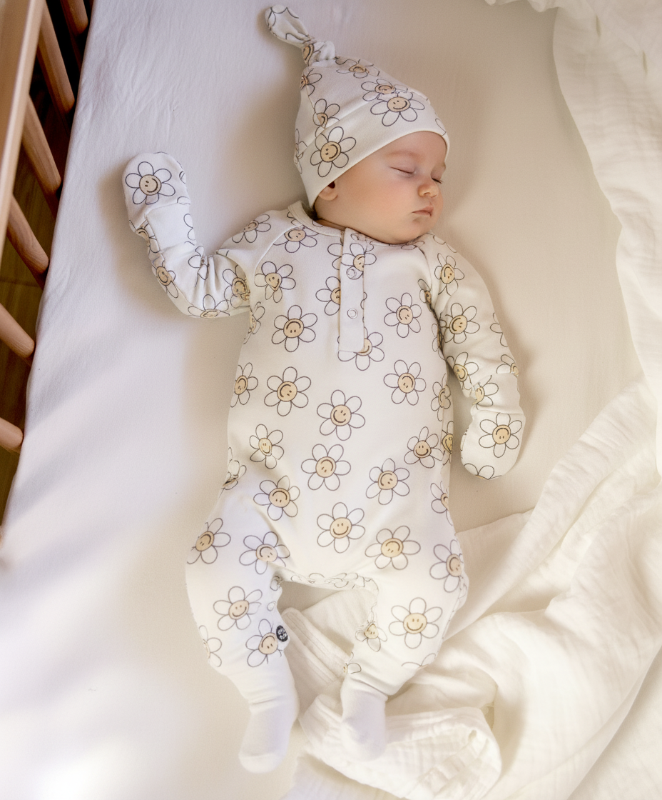 Kit Presente Saída de Maternidade Bebê 4 peças | Flower Power - Com Caixa Presente