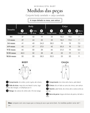 Medidas das peças - Conjunto body canelado + calça canelada