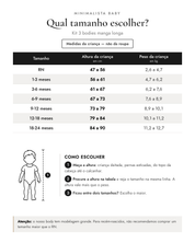 Qual tamanho escolher? Kit 3 bodies manga longa