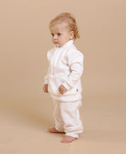Conjunto Blusão e Calça Infantil Quentinho Soft | Liso Branco Algodão
