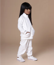 Conjunto Blusão e Calça Infantil Quentinho Soft | Liso Branco Algodão