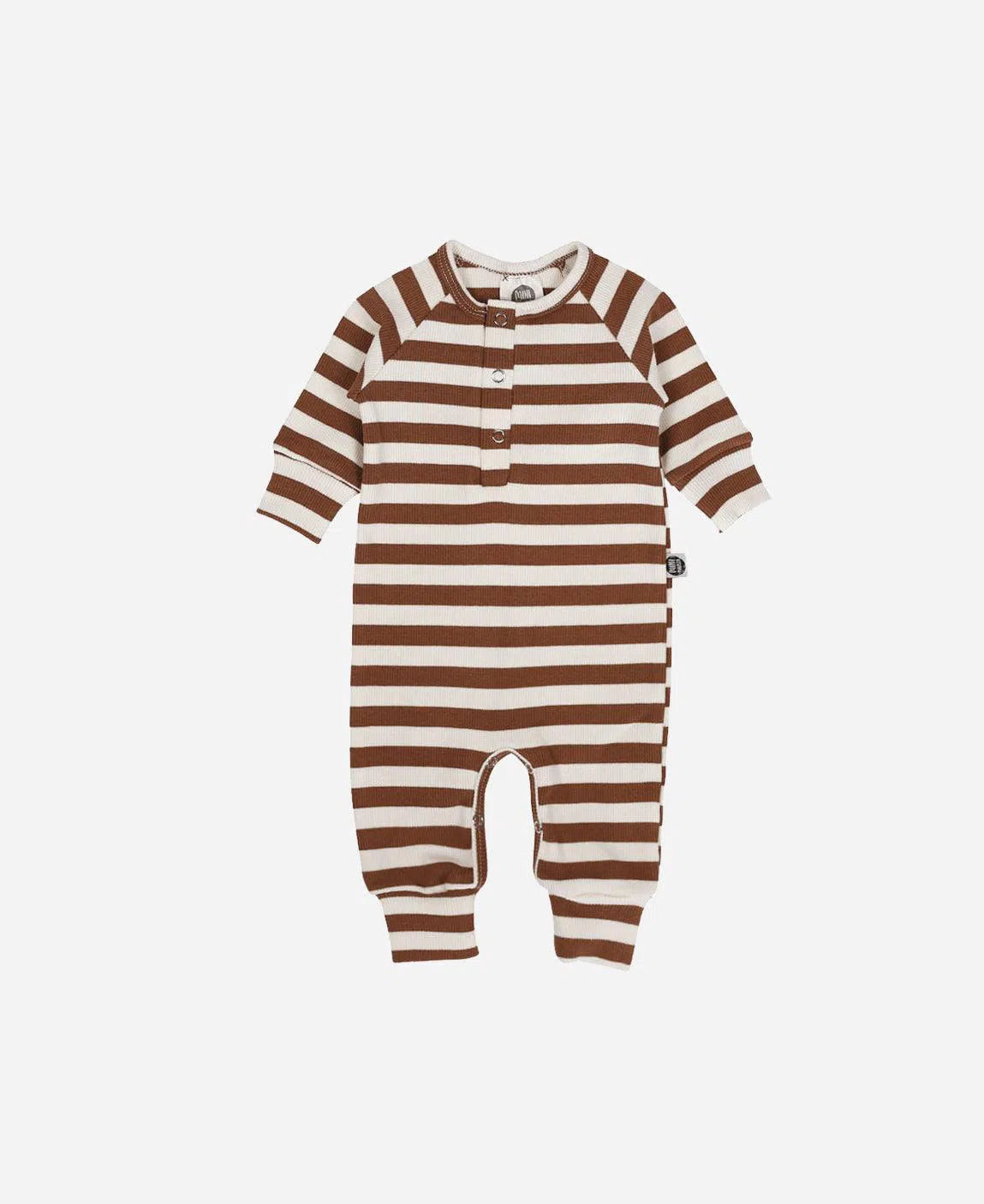 Macacão Bebê Canelado Botões Unissex Listras Caramelo e Branco Off - MiniMalista Baby - b2b, Baby, com-desconto-mm10, Frio, Menino, Neutro, tab-tam-mac-botões, Unissex, Winter Sale 30% -bebê-minimalista-estiloso