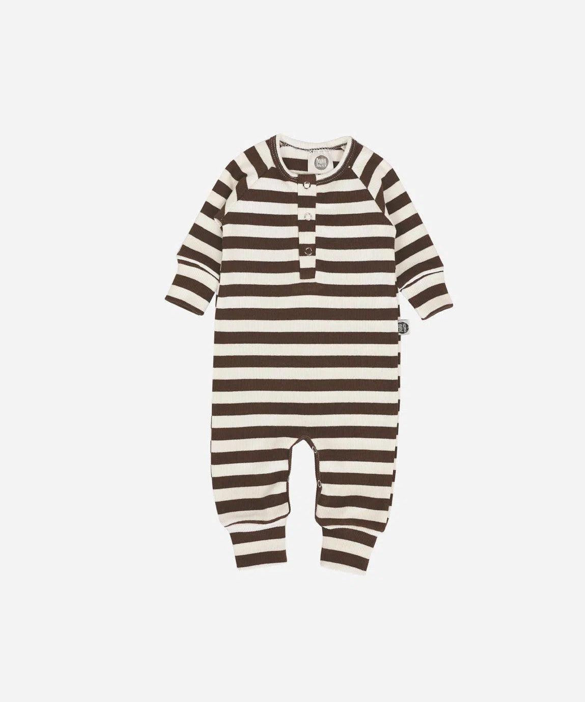 Macacão Bebê Canelado Botões Unissex Listras Marrom e Off - MiniMalista Baby - 0.35, 2macacoespor199, b2b, Baby, black-friday, com-desconto-mm10, Frio, Menino, Neutro, tab-tam-mac-botões, Unissex, Winter Sale 30% -bebê-minimalista-estiloso