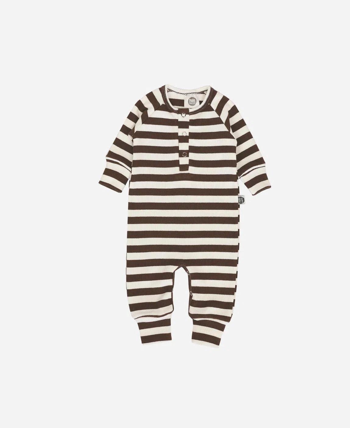 Macacão Bebê Canelado Botões Unissex Listras Marrom e Off - MiniMalista Baby - 0.35, 2macacoespor199, b2b, Baby, black-friday, com-desconto-mm10, Frio, Menino, Neutro, tab-tam-mac-botões, Unissex, Winter Sale 30% -bebê-minimalista-estiloso
