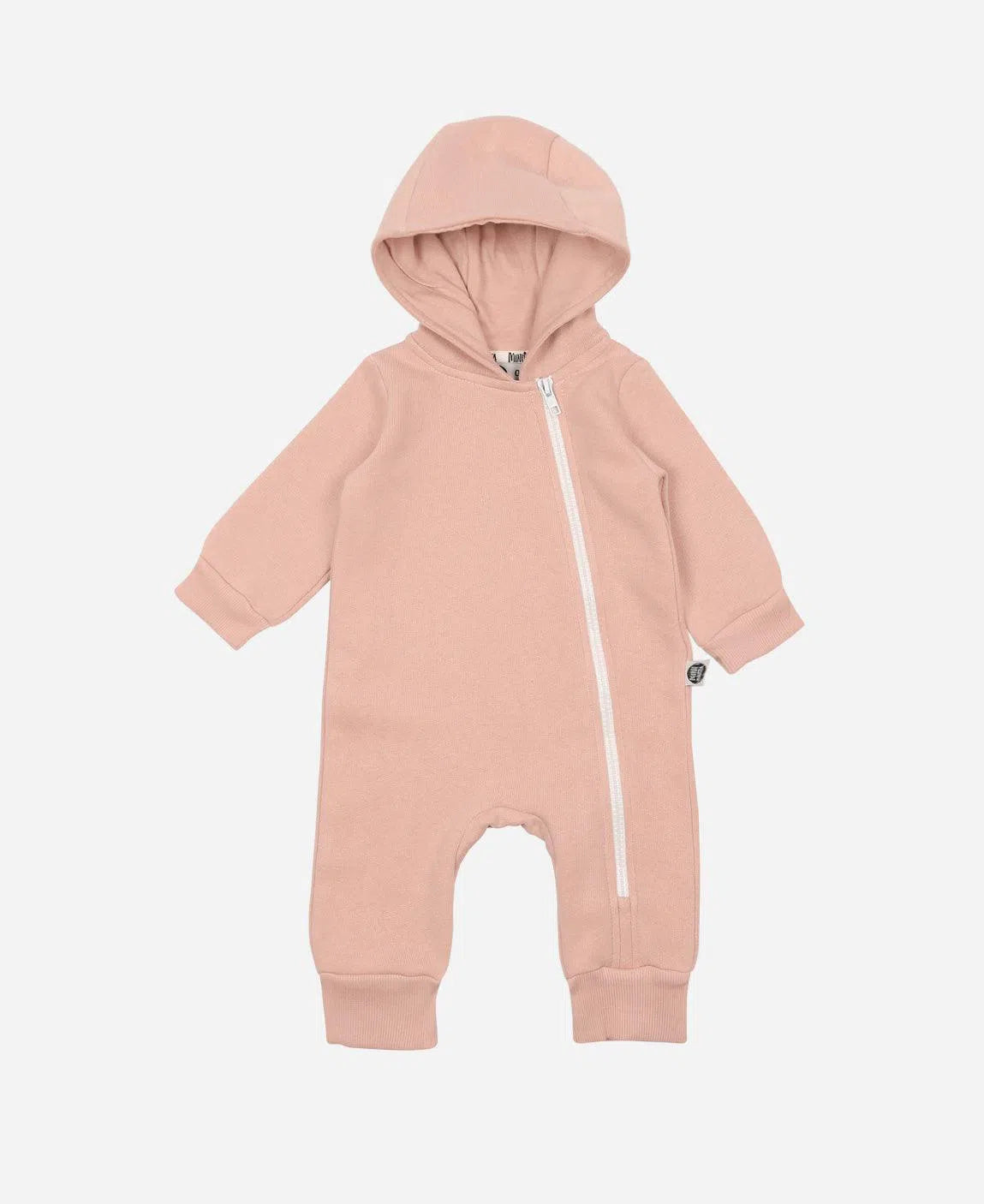 Macacão Bebê Capuz e Ziper Moletom Unissex MiniMalista Liso Mystic Rose - MiniMalista Baby - b2b, Baby, com-desconto-mm10, Frio, Menina, Winter Sale 40% -bebê-minimalista-estiloso