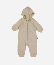 Macacão Bebê Capuz e Ziper Unissex Moletom Peluciado MiniMalista Liso Beige - MiniMalista Baby - b2b, Baby, com-desconto-mm10, Frio, Neutro, Unissex -bebê-minimalista-estiloso