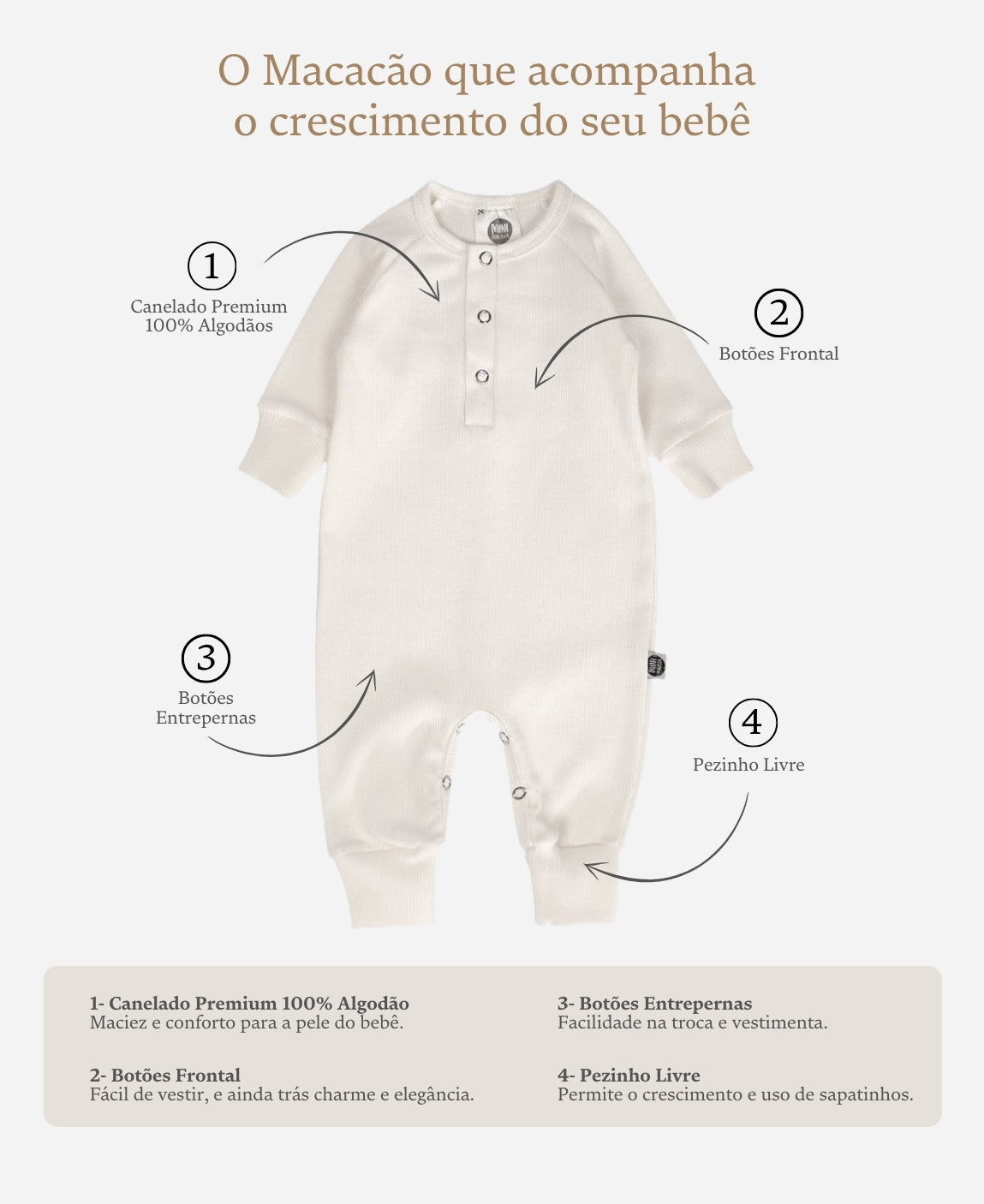 Kit 2 Macacões Canelados | Listras Marrom e Branco Off