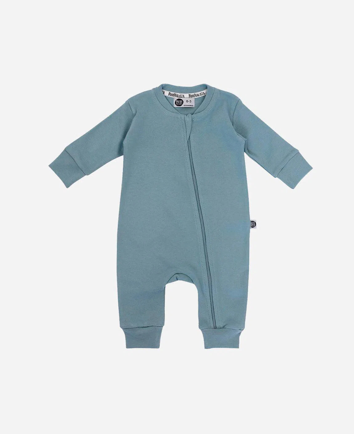 Macacão de Bebê Ziper Unissex MiniMalista Liso Azul Dust - MiniMalista Baby - b2b, Baby, Meia Estação, Menino, outlet, tab-tam-macacão-ziper -bebê-minimalista-estiloso