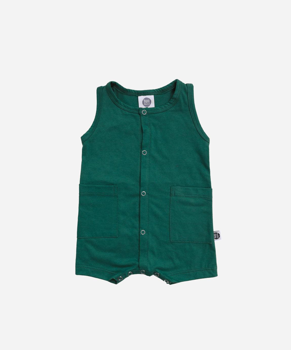 Macaquinho de Verão Botões Regata Unissex | Liso Deep Green - MiniMalista Baby - 0.2, b2b, Baby, black-friday, Calor, Christmas, com-desconto-mm10, Kids, Menino, natal, tab-tam-macaquinho-tank-romper, Verão, Xmas -bebê-minimalista-estiloso