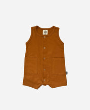 Macaquinho de Verão Botões Regata Unissex | Liso Ginger - MiniMalista Baby - 0.3, 0.35, b2b, Baby, black-friday, Calor, com-desconto-mm10, Kids, Menino, Neutro, tab-tam-macaquinho-tank-romper, Unissex, Verão -bebê-minimalista-estiloso