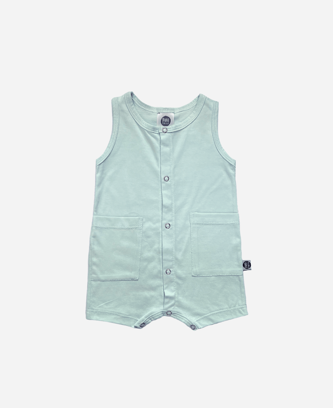 Macaquinho de Verão Botões Regata Unissex | Liso Mint - MiniMalista Baby - 0.3, anonovo, b2b, Baby, black-friday, Calor, com-desconto-mm10, Kids, Menino, Neutro, new, tab-tam-macaquinho-tank-romper, Unissex, Verão -bebê-minimalista-estiloso