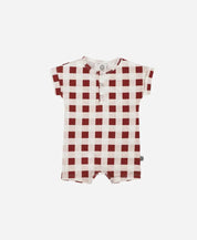 Macaquinho Romper Manguinha Unissex Vichy Wine - MiniMalista Baby - 0, b2b, Baby, Calor, Christmas, com-desconto-mm10, Menina, natal, SALE-FINAL, tab-tam-macaquinho-romper, Verão, Xmas -bebê-minimalista-estiloso