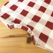 Macaquinho Romper Manguinha Unissex Vichy Wine - MiniMalista Baby - 0, b2b, Baby, Calor, Christmas, com-desconto-mm10, Menina, natal, SALE-FINAL, tab-tam-macaquinho-romper, Verão, Xmas -bebê-minimalista-estiloso