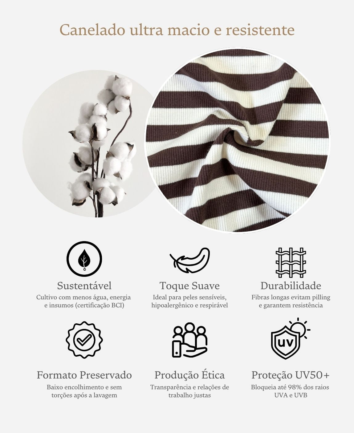 Kit 2 Macacões Canelados | Listras Marrom e Branco Off