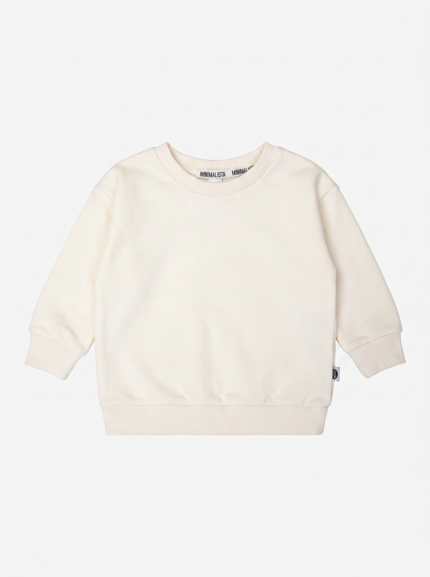 Moletom Peluciado Unissex Liso Branco Off MiniMalista Baby — blusa de frio infantil 100% algodão peluciado, casaco off-white minimalista para bebê e criança, unissex menino e menina, roupa de inverno cor branco neutro que combina com tudo