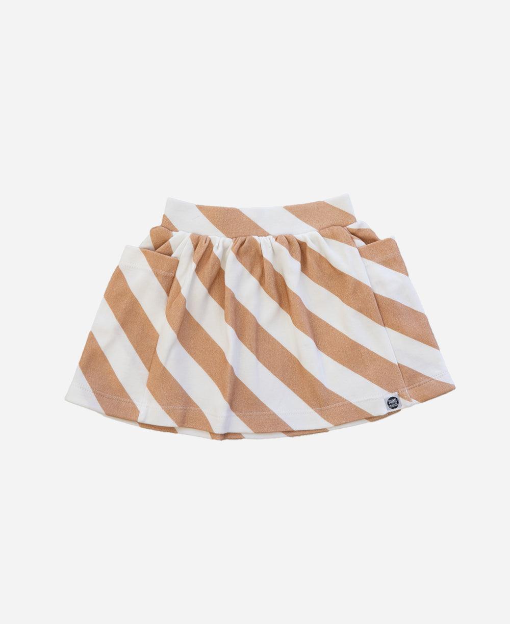 Saia Bolso Infantil | Listras Diagonais Bege - MiniMalista Baby - 0.25, b2b, black-friday, Calor, com-desconto-mm10, Kids, Menina, tab-tam-saia-bolso-2, Verão -bebê-minimalista-estiloso