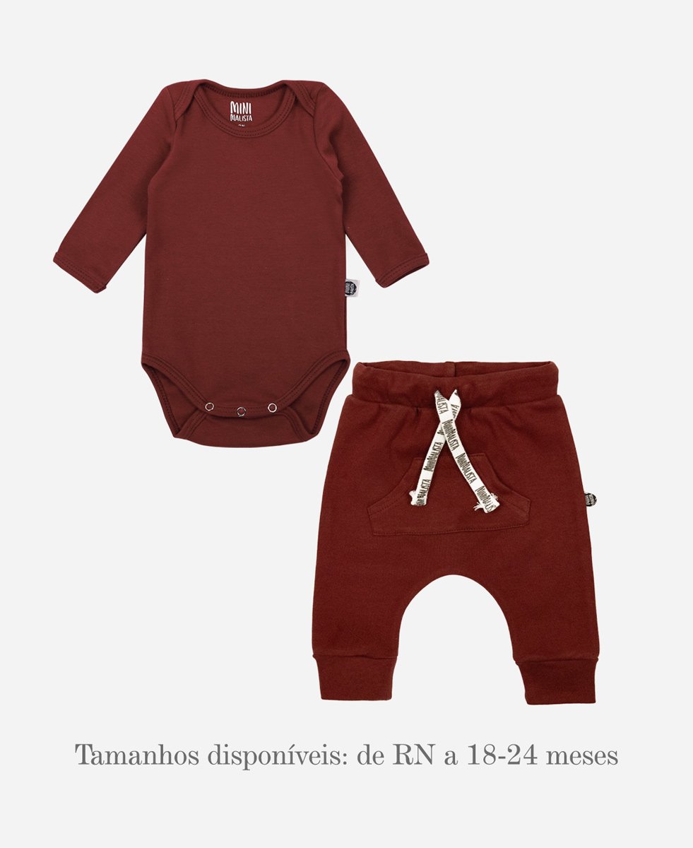 Conjunto Body e Calça Liso Merlot