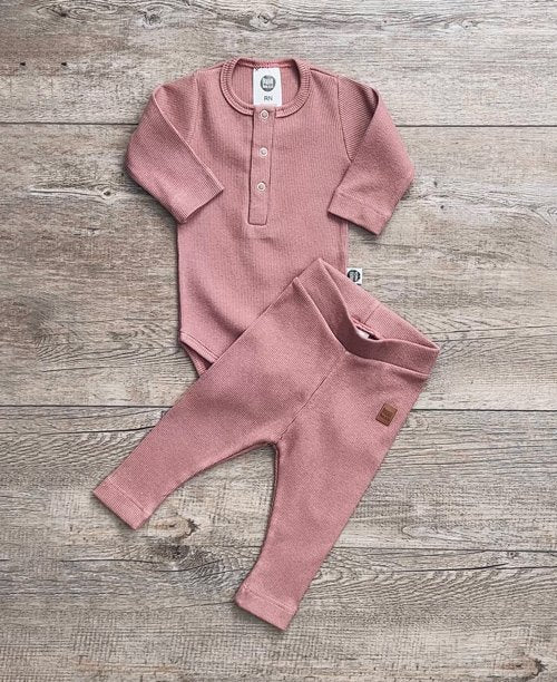 Conjunto Bebê Canelado Dark Rose