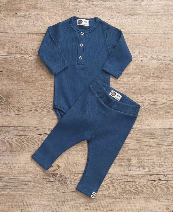 Conjunto Bebê Canelado Azul Sky