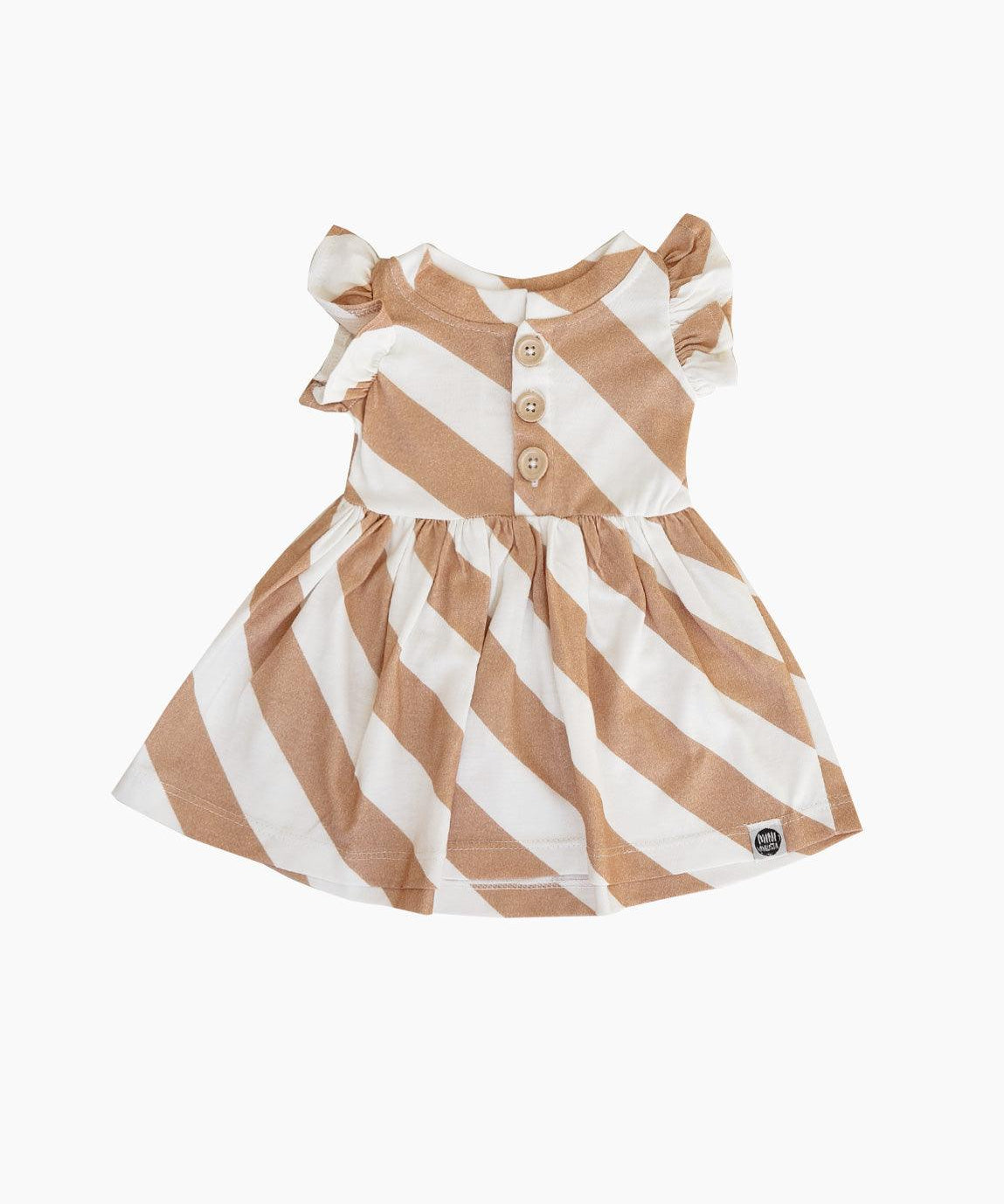 Vestido de Verão Babado Infantil | Listras Diagonais Bege - MiniMalista Baby - 0.2, b2b, black-friday, Calor, com-desconto-mm10, Kids, Menina, minime, new, tab-tam-vestido-babado, Verão -bebê-minimalista-estiloso