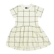 Vestido de Verão Infantil Meia Malha Mullet Manga Curta Grid Creme - MiniMalista Baby - Ano Novo, b2b, Calor, Kids, Menina, outlet, Reveillon, SALE-FINAL, tab-tam-vestido-manga-curta, Verão, últimas-peças -bebê-minimalista-estiloso