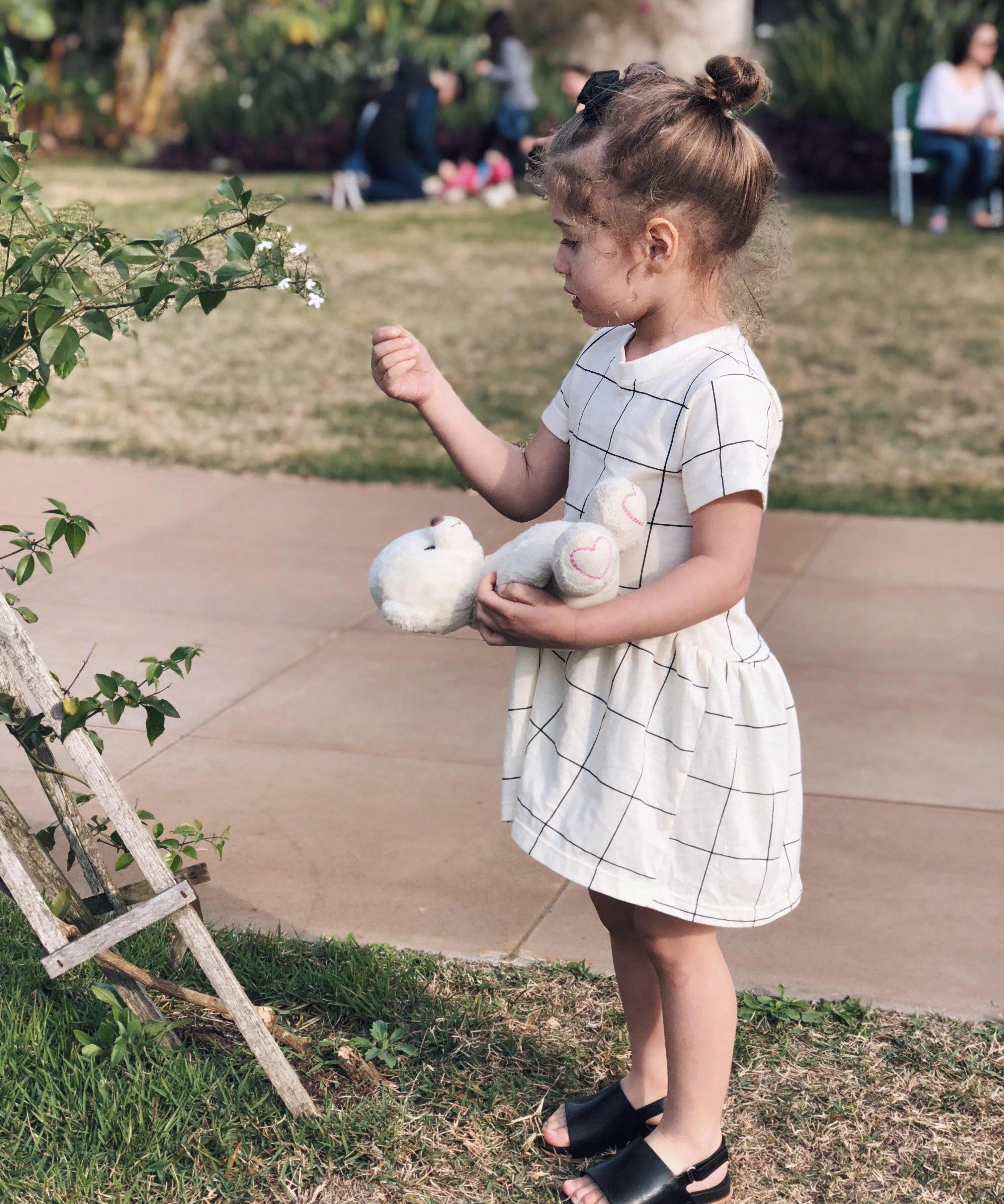 Vestido de Verão Infantil Meia Malha Mullet Manga Curta Grid Creme - MiniMalista Baby - Ano Novo, b2b, Calor, Kids, Menina, outlet, Reveillon, SALE-FINAL, tab-tam-vestido-manga-curta, Verão, últimas-peças -bebê-minimalista-estiloso