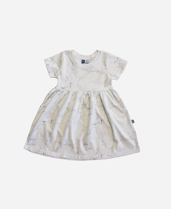 Vestido de Verão Meia Malha Infantil Mármore Carrara
