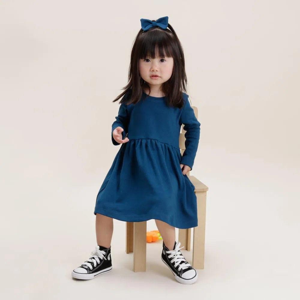 Vestido Infantil Manga Longa MiniMalista | Liso Azul Sky - MiniMalista Baby - 0.3, 0.45, b2b, black-friday, com-desconto-mm10, Frio, Kids, Menina, SALE-FINAL, tab-tam-vestido-manga-longa -bebê-minimalista-estiloso