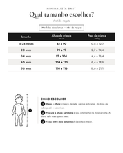 Tabela de tamanhos — medidas da criança | Vestido regata