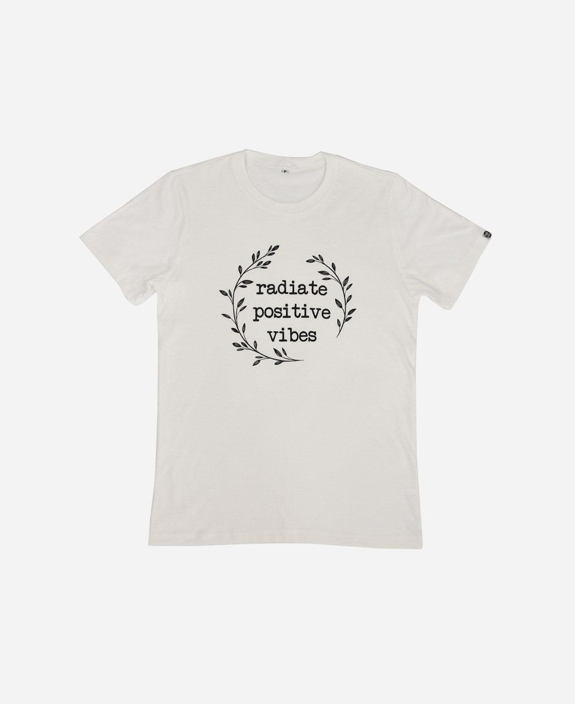 Camiseta Adulto Radiate Positive Vibes - MiniMalista Baby - b2b, com-desconto-mm10, Meia Estação, Menino, Neutro, Unissex -bebê-minimalista-estiloso