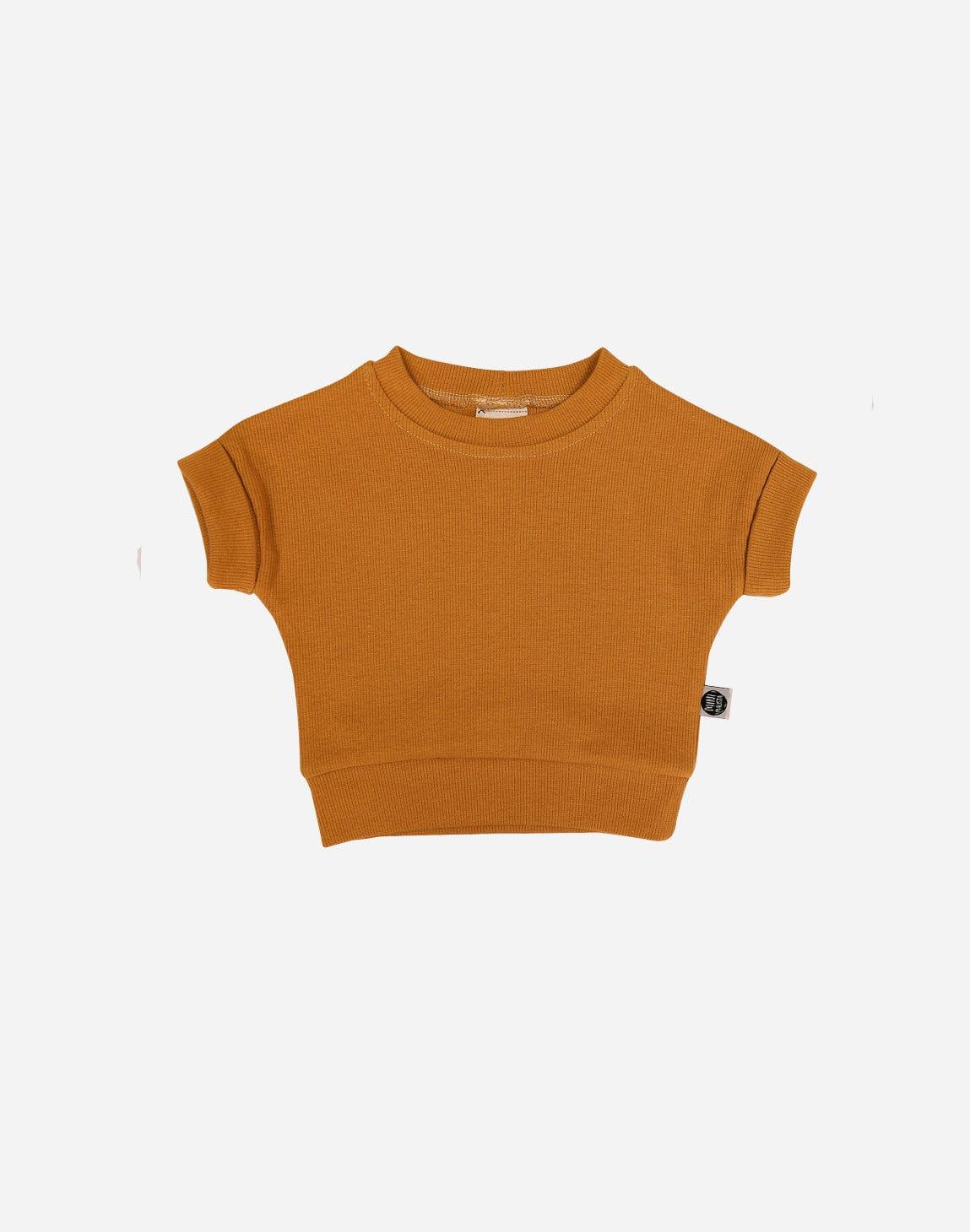 Camiseta Infantil Dolman Canelado Unissex MiniMalista Liso Mostarda - MiniMalista Baby - 0.3, 0.4, b2b, black-friday, Calor, com-desconto-mm10, Meia Estação, Menina, Neutro, tab-tam-dolman-tee, Unissex, Verão -bebê-minimalista-estiloso