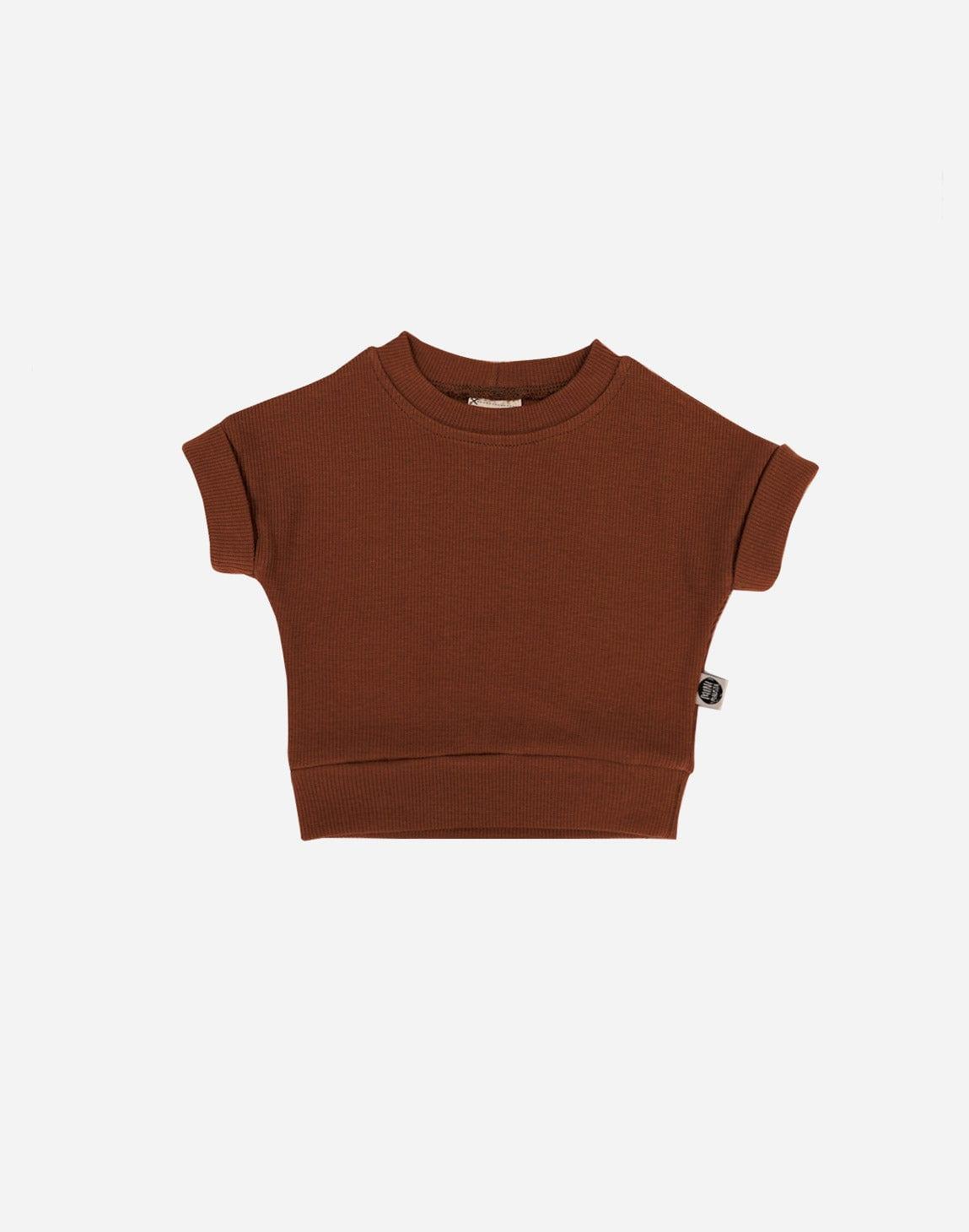 Camiseta Infantil Dolman Canelado Unissex MiniMalista Liso Oak - MiniMalista Baby - b2b, Calor, com-desconto-mm10, Meia Estação, Menino, Verão -bebê-minimalista-estiloso