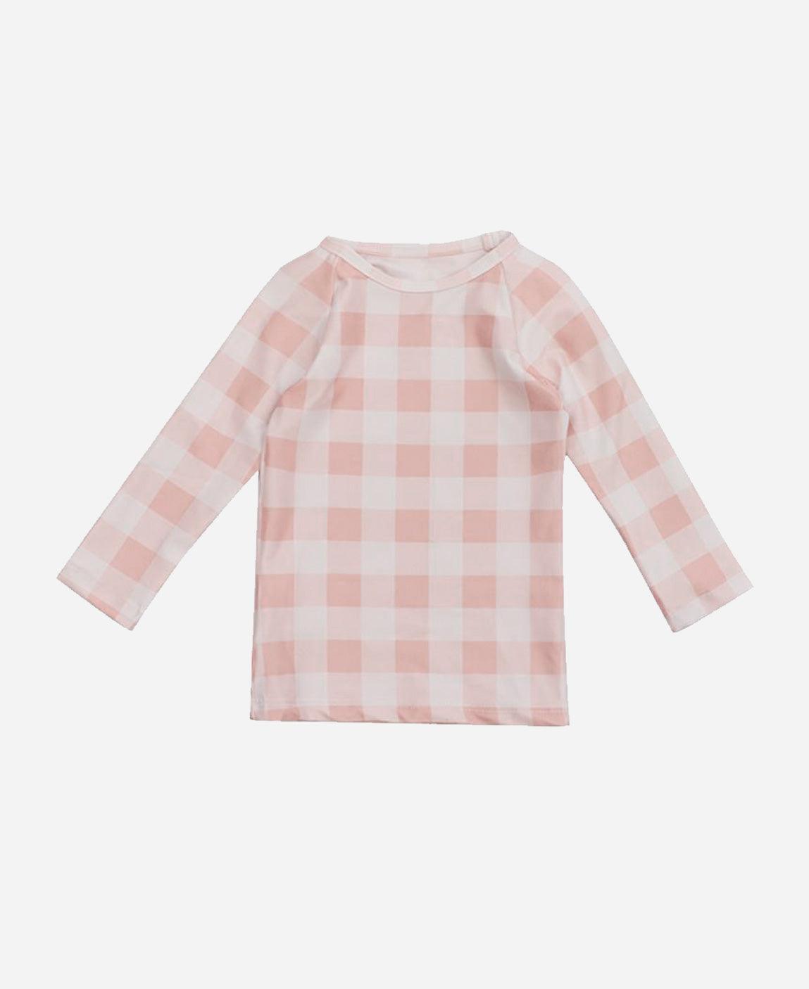 Camiseta Infantil Proteção Solar Unissex UV50+ Vichy Rose - MiniMalista Baby - b2b, Calor, Menina, outlet, Verão -bebê-minimalista-estiloso