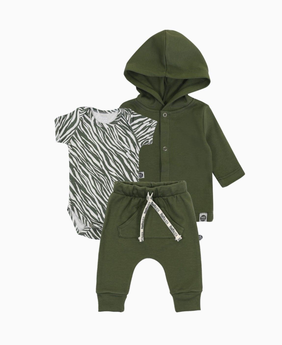 Look Body Zebra + Calça e Cardigan Jungle Green - MiniMalista Baby - b2b, Christmas, Frio, Hidden recommendation, Menina, Menino, Natal, Xmas -bebê-minimalista-estiloso