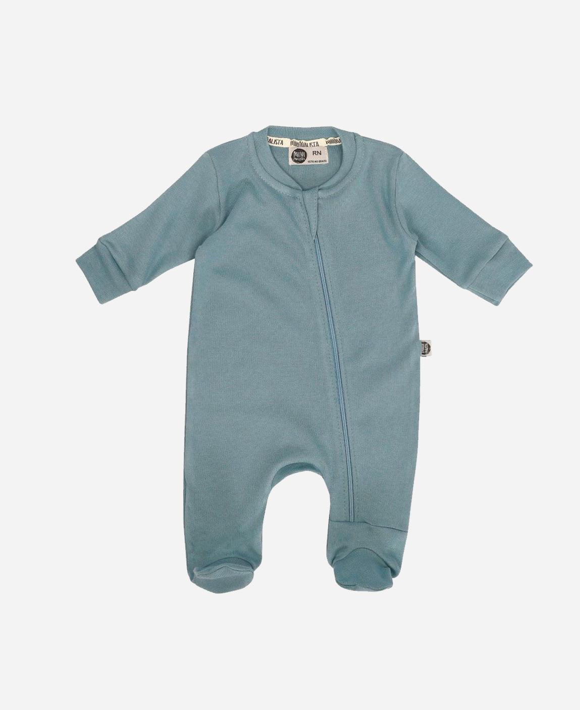Macacão de Bebê Maternidade Unissex MiniMalista Liso Azul Dust - MiniMalista Baby - b2b, Baby, Meia Estação, Menino, outlet, tab-tam-macacao-maternidade -bebê-minimalista-estiloso