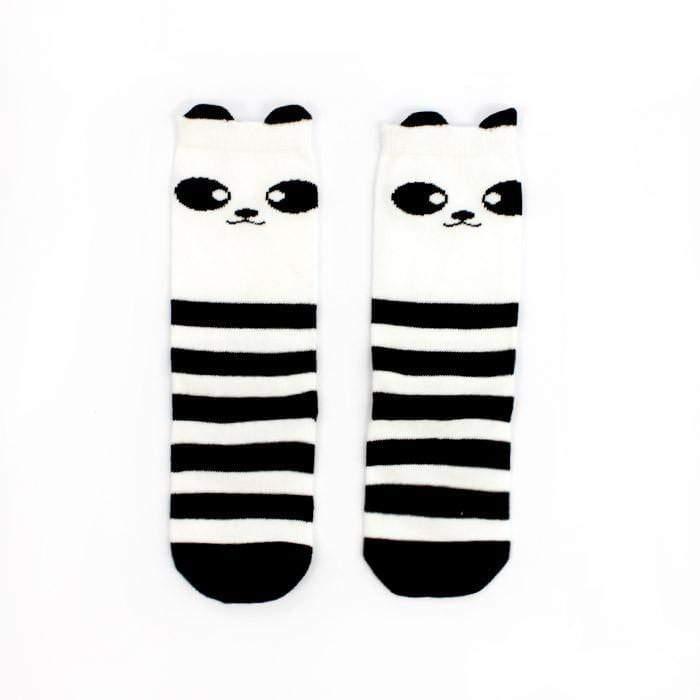 Meia Alta Infantil 3/4 Panda Japan Preto e Branco - MiniMalista Baby - 0.3, 0.5, black-friday, com-desconto-mm10, Meia Estação, Menino, Neutro, Unissex -bebê-minimalista-estiloso