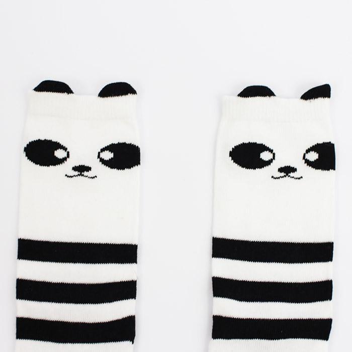 Meia Alta Infantil 3/4 Panda Japan Preto e Branco - MiniMalista Baby - 0.3, 0.5, black-friday, com-desconto-mm10, Meia Estação, Menino, Neutro, Unissex -bebê-minimalista-estiloso