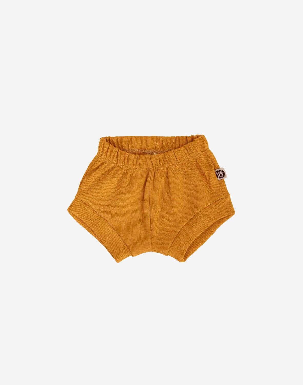 Shorties Canelado Infantil MiniMalista Liso Mostarda - MiniMalista Baby - b2b, Calor, com-desconto-mm10, Menino, Neutro, Unissex, Verão -bebê-minimalista-estiloso
